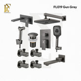 Complete Concealed Bathroom Shower Set | Gun Grey | FL-019