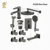 Complete Concealed Bathroom Shower Set | Gun Grey | FL-021