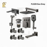 Complete Concealed Bathroom Shower Set | Gun Grey | FL-020