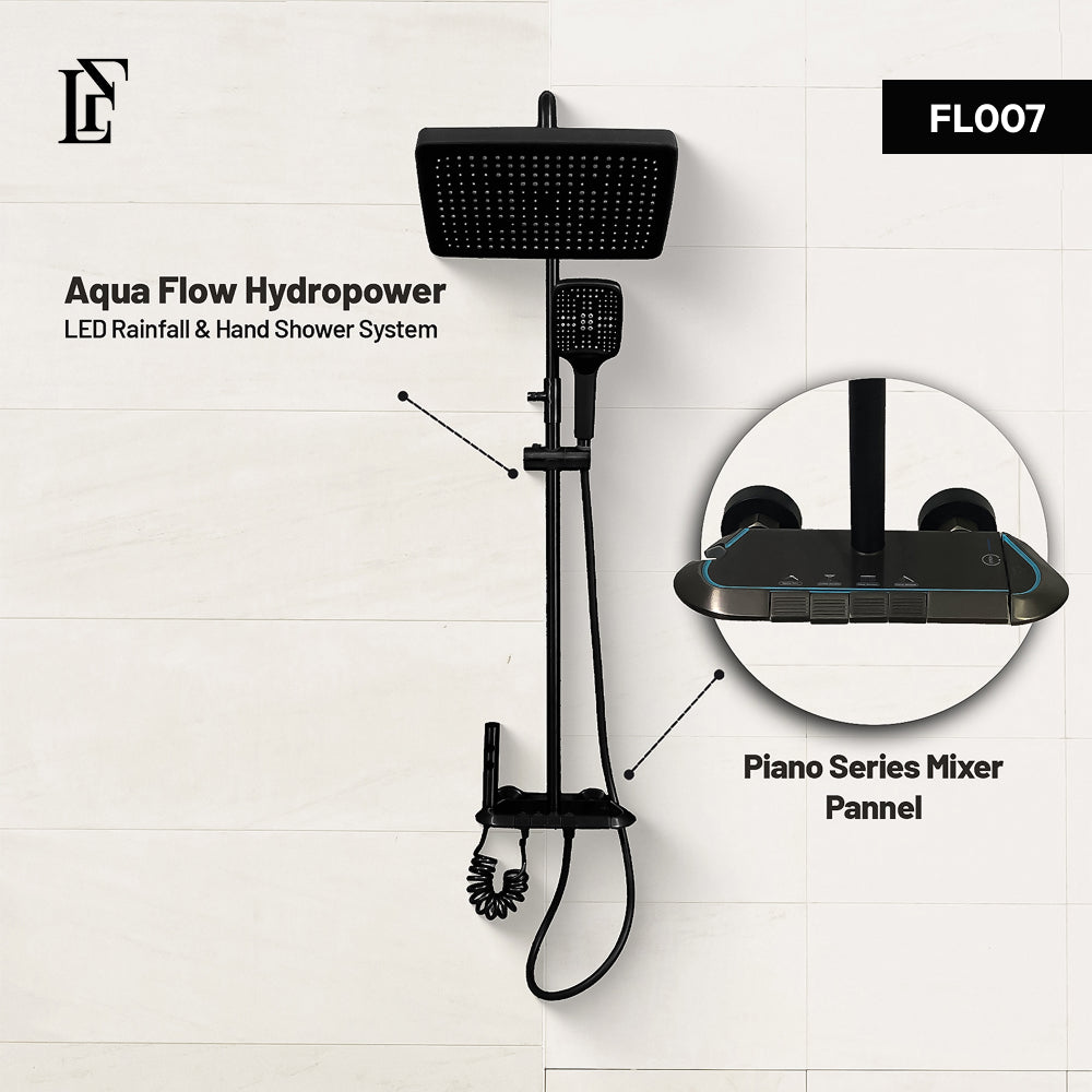 Aqua Flow – Hydropower LED Rainfall & Hand Shower System | Complete Luxury Shower Set