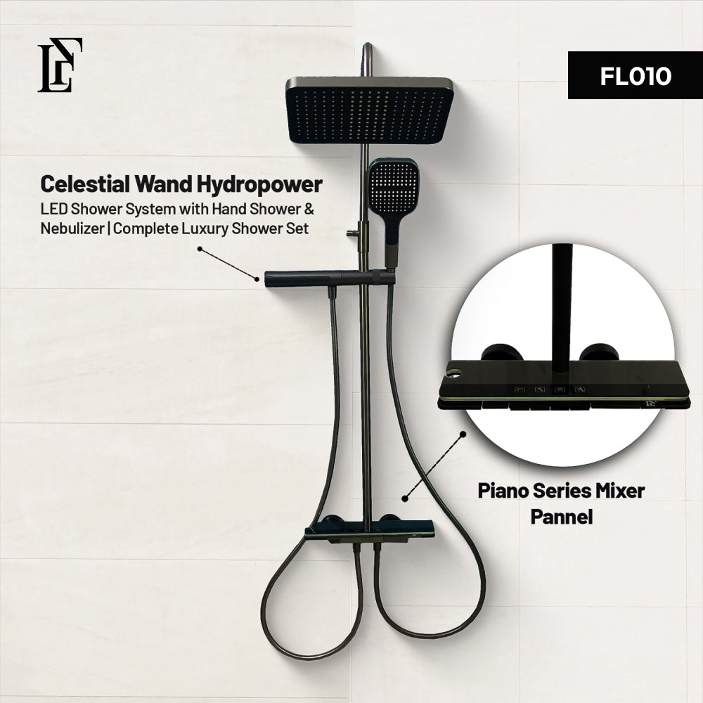 Celestial Wand – Hydropower LED Shower System | Rainfall, Hand Shower & Spa Wand | Complete Luxury Shower Set
