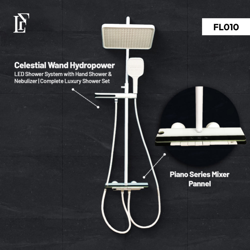 Celestial Wand – Hydropower LED Shower System | Rainfall, Hand Shower & Spa Wand | Complete Luxury Shower Set