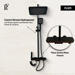 Cosmo Stream – Hydropower LED Rainfall & Hand Shower System | Complete Luxury Shower Set