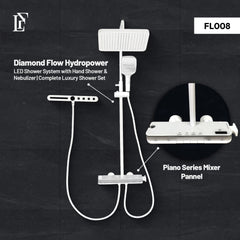 Diamond Flow – Hydropower LED Shower System with Hand Shower & Nebulizer | Complete Luxury Shower Set