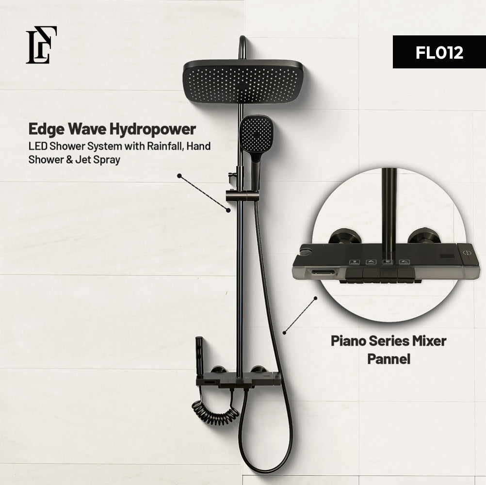 Edge Wave – Hydropower LED Rainfall & Hand Shower System | Complete Luxury Shower Set