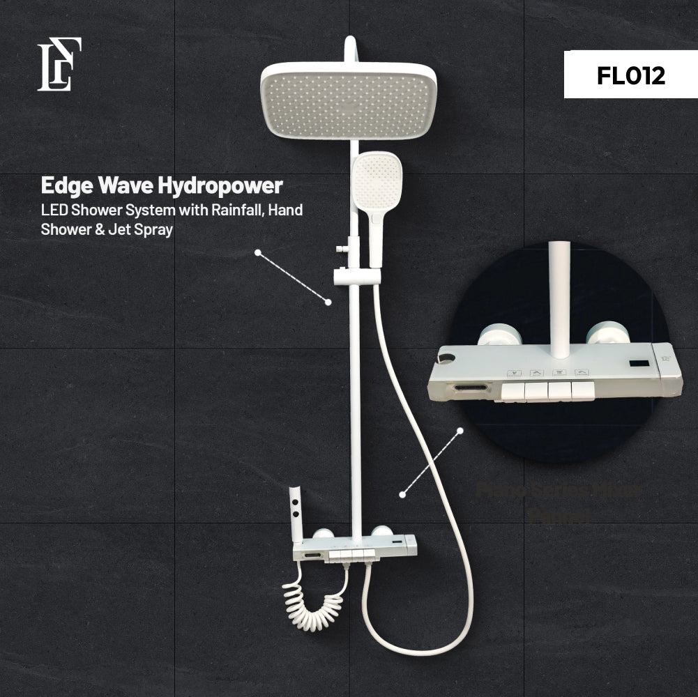 Edge Wave – Hydropower LED Rainfall & Hand Shower System | Complete Luxury Shower Set