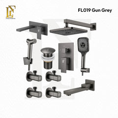 Complete Concealed Bathroom Shower Set | Gun Grey | FL-019