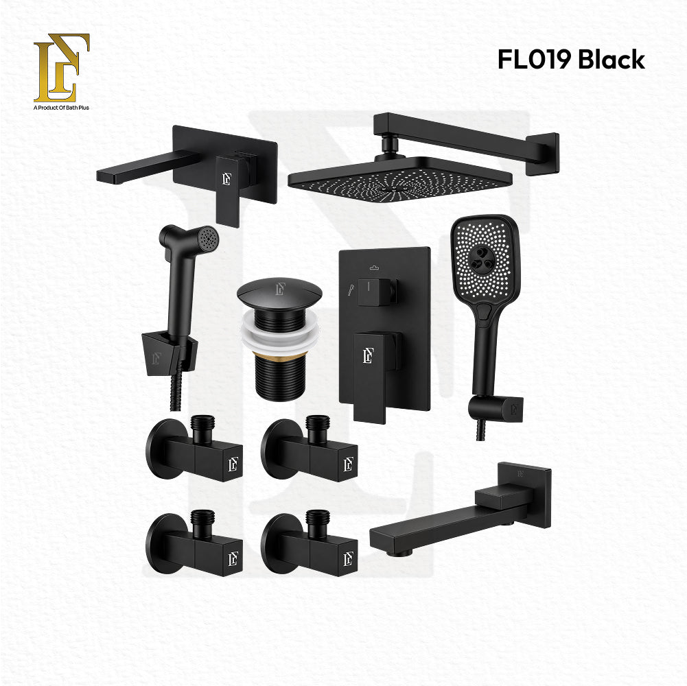 Complete Concealed Bathroom Shower Set | Matt Black | FL-019
