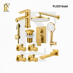 Complete Concealed Bathroom Shower Set | Brushed Gold | FL-021