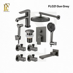Complete Concealed Bathroom Shower Set | Gun Grey | FL-021