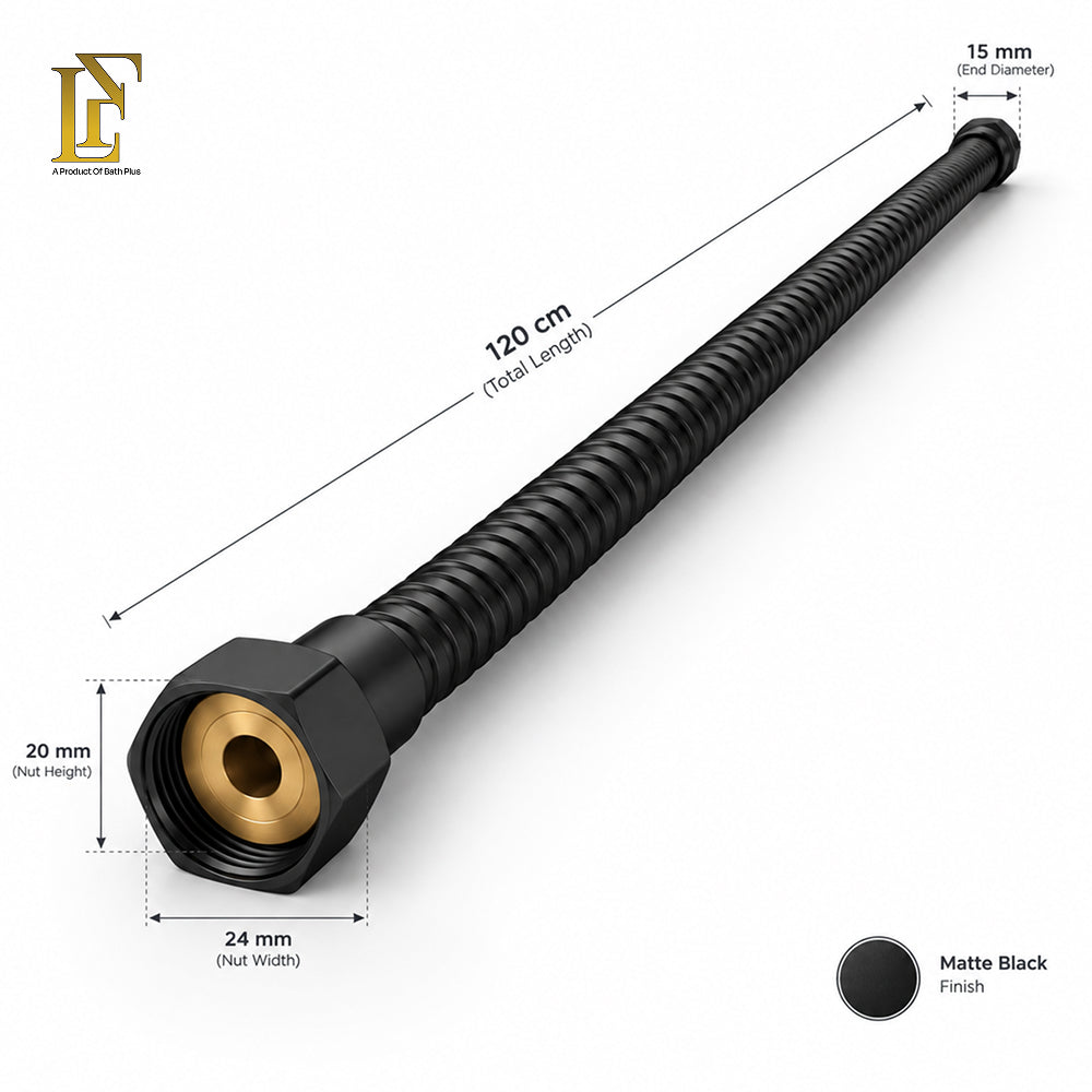 Flexible Metal Shower Hose | Pure SUS 304 | 120cm | Matte Black| FL Bath Plus