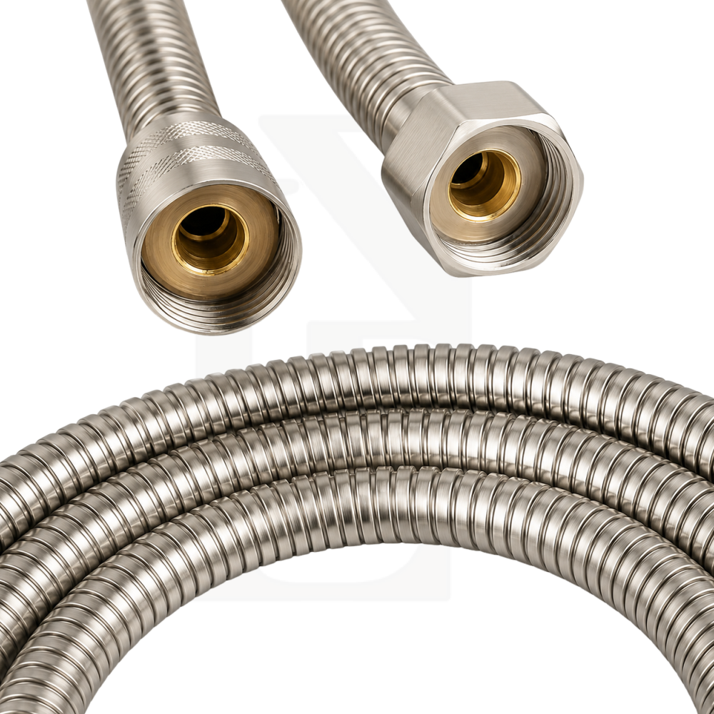 Heavy Duty Metal Flexible Shower Hose | 150cm | SUS 304 Stainless Steel | Brushed Nickel