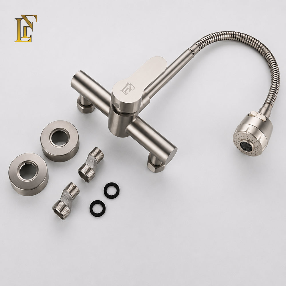 Kitchen Sink Mixer | 360° Movable Shower Neck | Wall Mounted | Pure SUS 304