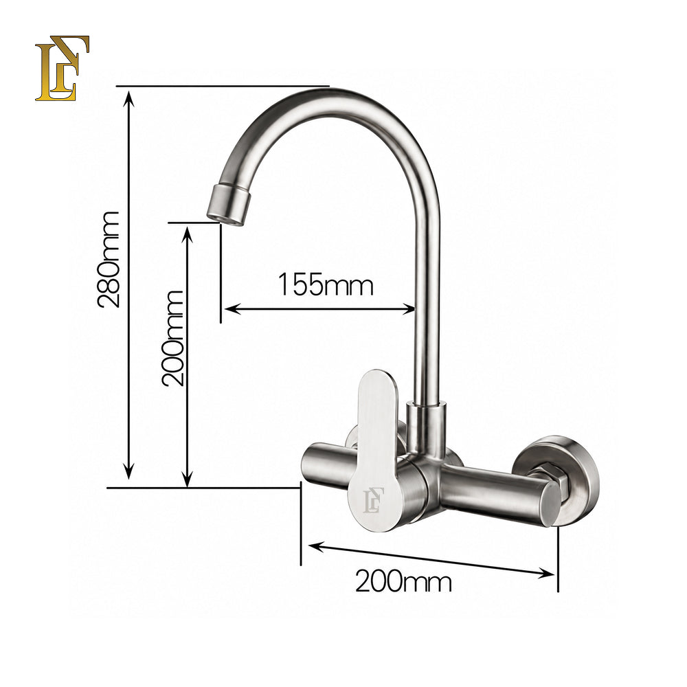 Kitchen Sink Mixer U Shaped |  Wall Mounted | Pure SUS 304