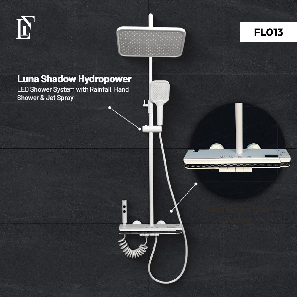 Luna Shadow – Hydropower LED Rainfall & Hand Shower System | Complete Luxury Shower Set