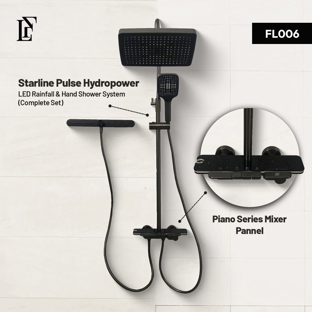 Starline Pulse – Hydropower LED Shower System with Hand Shower & Nebulizer | Complete Luxury Shower Set