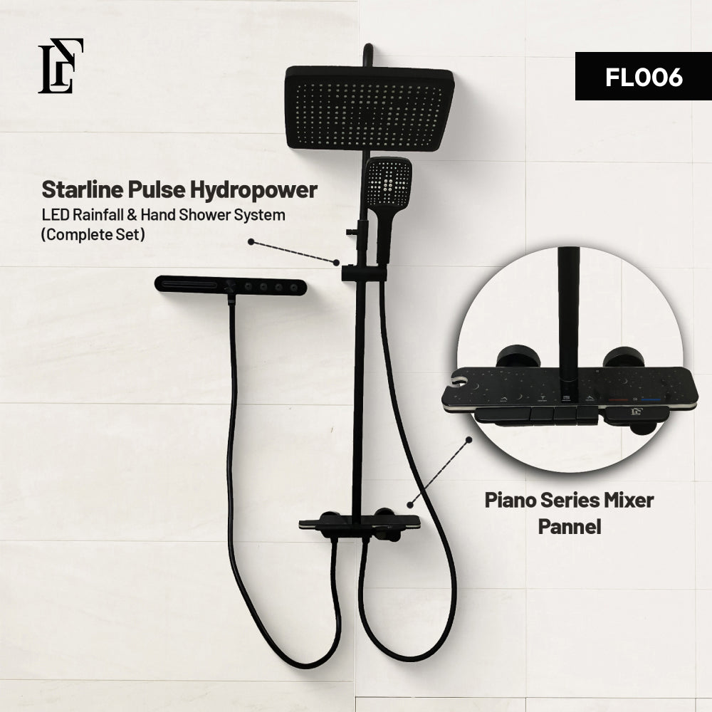 Starline Pulse – Hydropower LED Shower System with Hand Shower & Nebulizer | Complete Luxury Shower Set